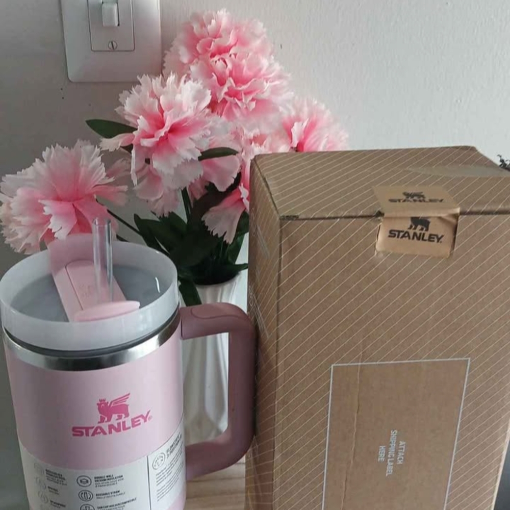 Stanley Pink Tumbler with Floral Design